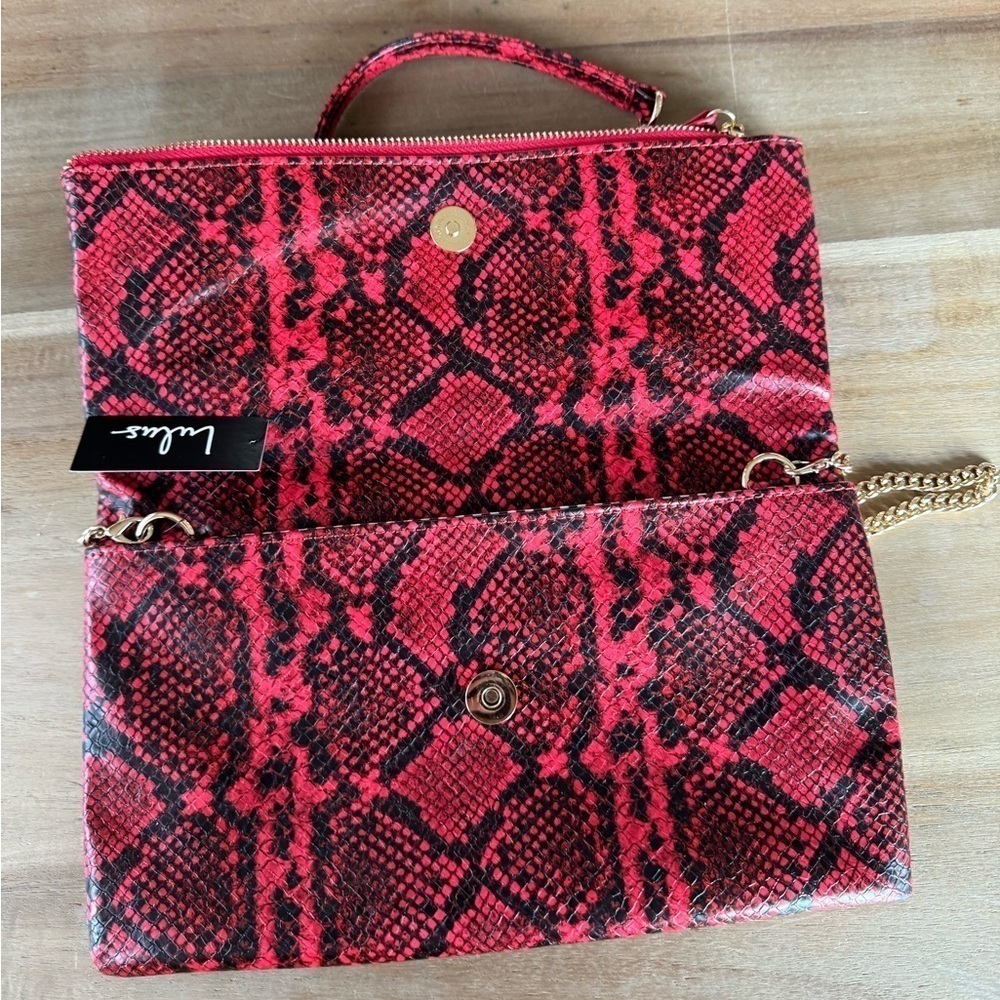 Lulus Red Python Crossbody Clutch - Picture 3 of 8